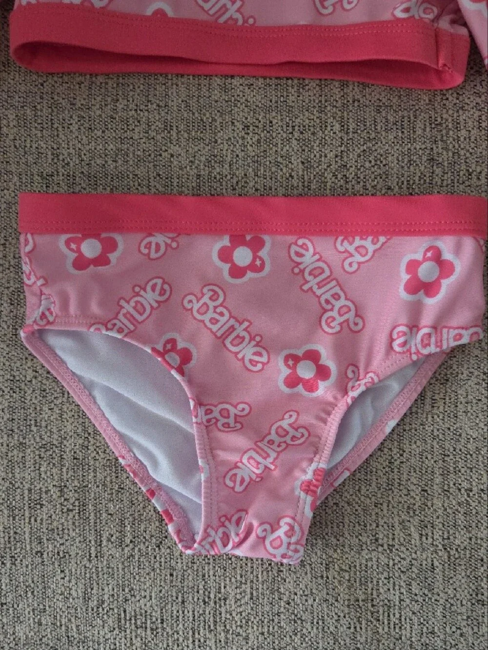 Mattel Barbie Pink Floral Long-Sleeve Rashguard Set with Hot Pink Trim